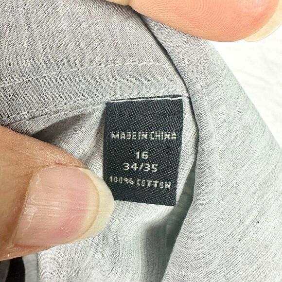 John Varvatos Regular Fit Cotton Long Sleeve Button Up Shirt Size 16 34/35 Gray - Picture 6 of 6